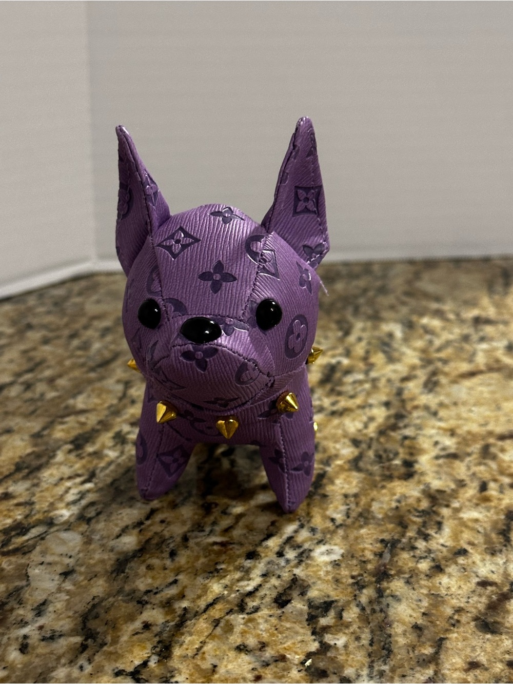 Purple Designer-Style Dog Bag Charm with Gold Stud Collar